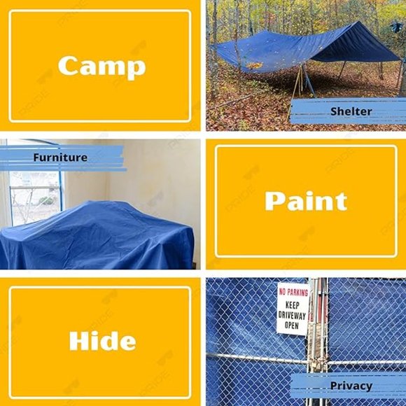 P-LINE Large Blue Tarp Cover –for Secured Tie-Down – 5mil Thick (30ft x 30ft) - Picture 4 of 6